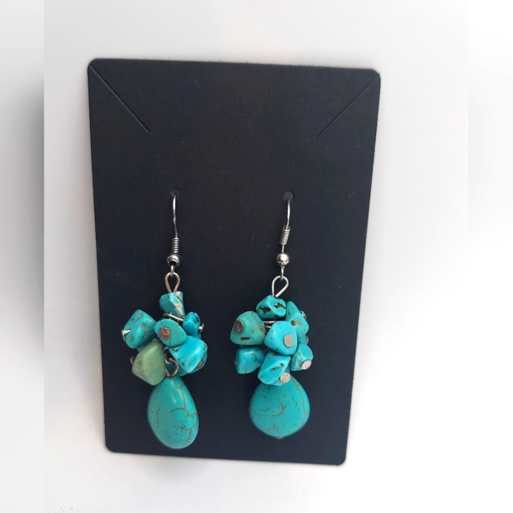 Turquoise Cluster Dangle Earrings